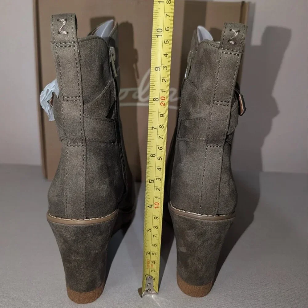 ZODIAC Womens Ina Wedge Buckle Ankle Bootie Olive Green Microfiber 9.5 M - Picture 10 of 11